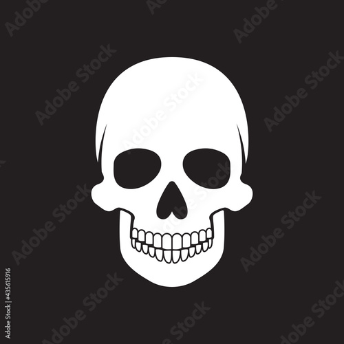 Human skull on a black background. Vector illustration.