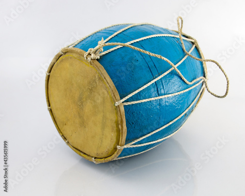 A traditional musical instrument drum called dhol which is popular in Indian and Bangladeshi festivals. photo