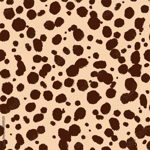 Vector cheetah skin seamless pattern. Trendy wild animal leopard spots, hand drawn natural brown texture for fashion print design, fabric, cover, wrapping paper, background, wallpaper