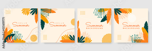 Vector set of summer social media stories design templates, backgrounds with copy space for text - summer backgrounds for banner, greeting card, poster and advertising
