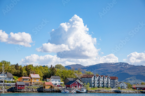 White clouds over the houses,Brønnøysund,Helgeland,Nordland county,Norway,scandinavia,Europe