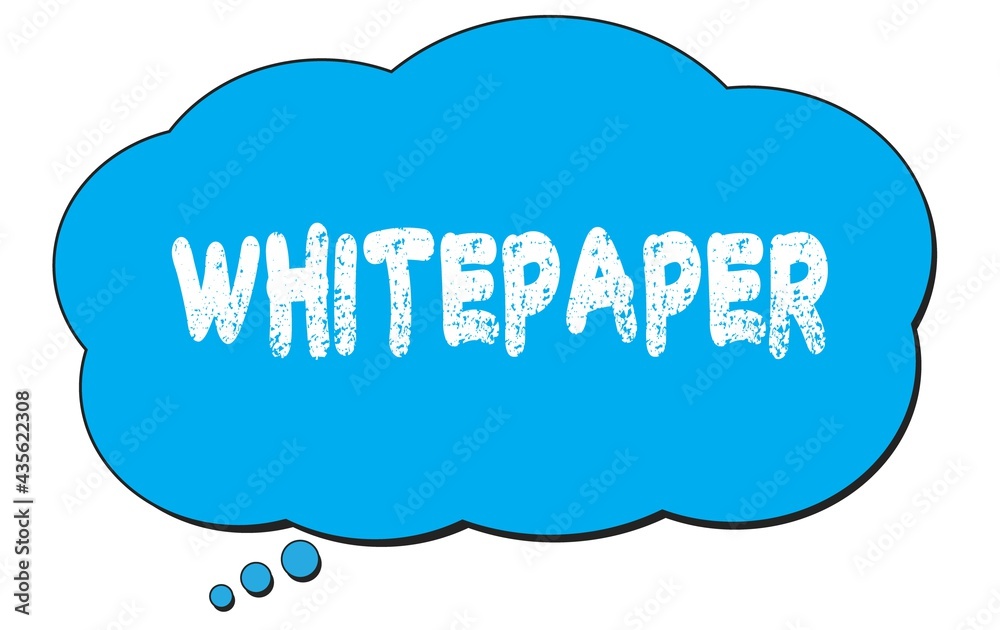 WHITEPAPER text written on a blue thought bubble. WHITEPAPER text written on a blue thought bubble.
