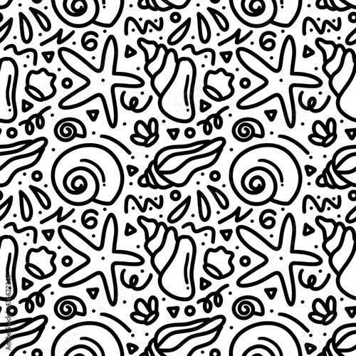 doodle set of sea       animals hand drawing