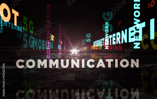 5g mobile and communication text abstract concept illustration