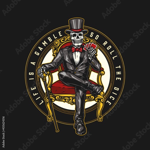 Casino vintage round colorful emblem