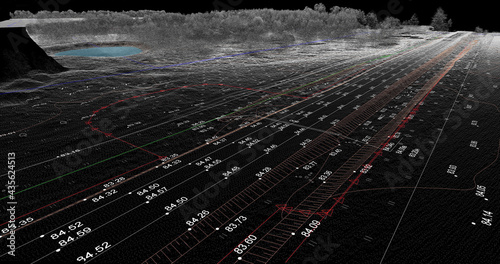 Digital terrain model transportation area obtained from lidar scanning results (BIM DTM)