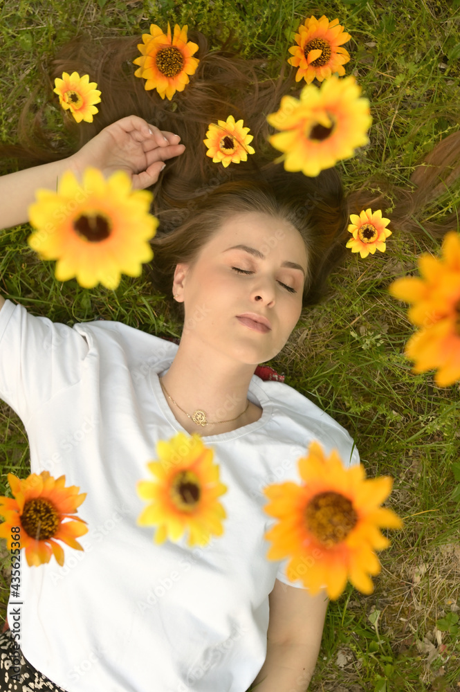 Portrait Of A Happy Fresh Girl With Flowers In Her Hair