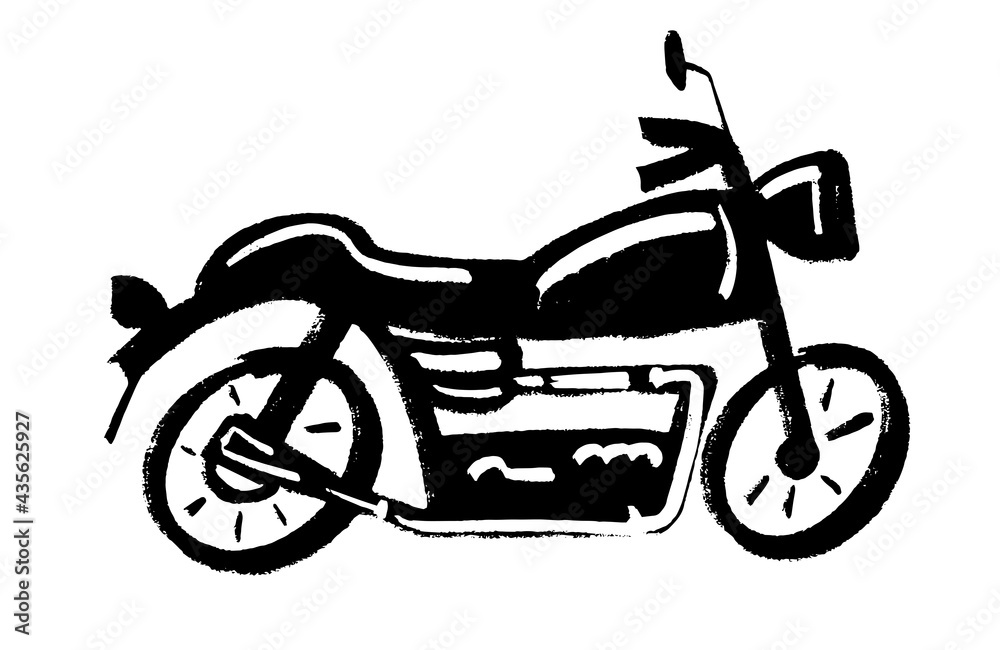 Motorcycle ink line art for design in different styles. Vector illustration.