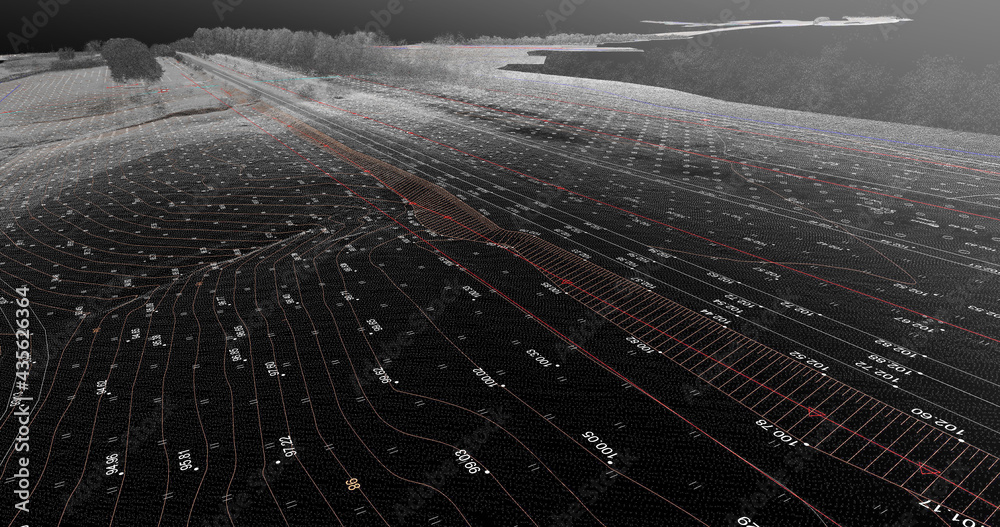 Digital terrain model transportation area obtained from lidar scanning ...