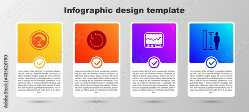 Set Speedometer, Radius, Measuring instrument and height body. Business infographic template. Vector