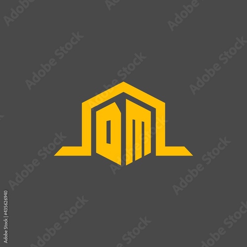 DM monogram initial logo with hexagon style design