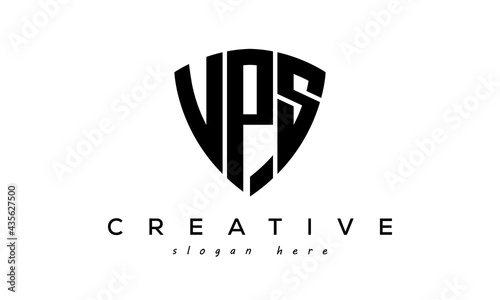 VPS letters creative logo with shield