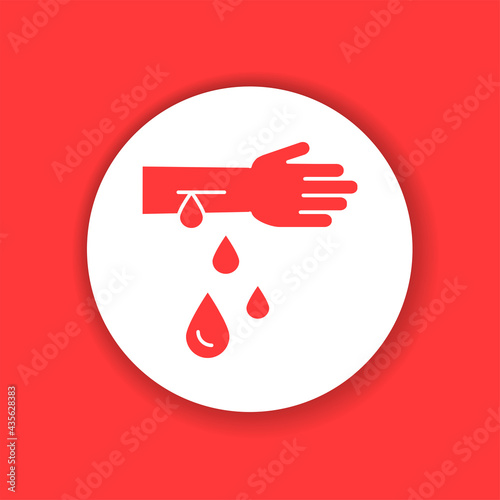 Blood loss color glyph icon. Bleeding arm vector element.