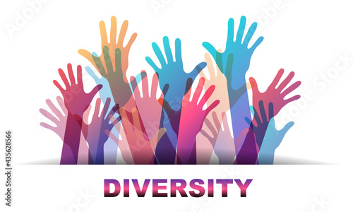 hands of different colours cultural and ethnic diversity vector design.