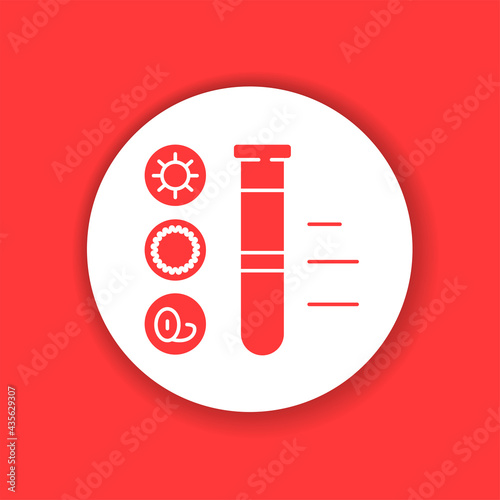 Composition blood color glyph icon. Elements blood in test tube concept.