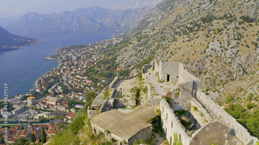 Fortress of St. John in Kotor. Montenegro. View from above. Aerial photography