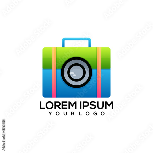 Bag camera colorful logo illustration vector
