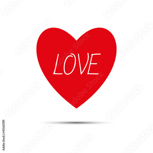 Heart icon. Love. Heart with shadow on a white background. Vector.