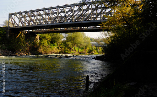 train bridge crossing the river