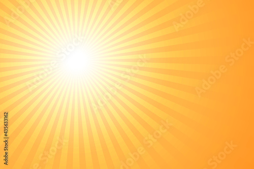 Abstract vector orange background. Sunbeam ullustration banner and poster. Hot backdrop with rays.