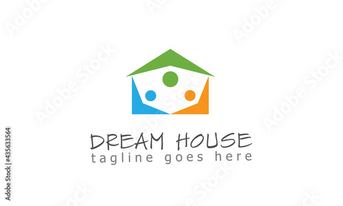 Family home logo design vector. Abstract house logo template isolated on white