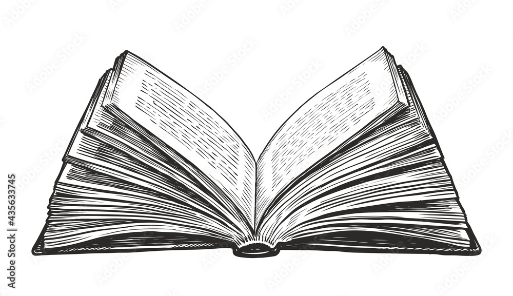 Open Book Drawing By Hand Drawing Stock Photo 2297409793