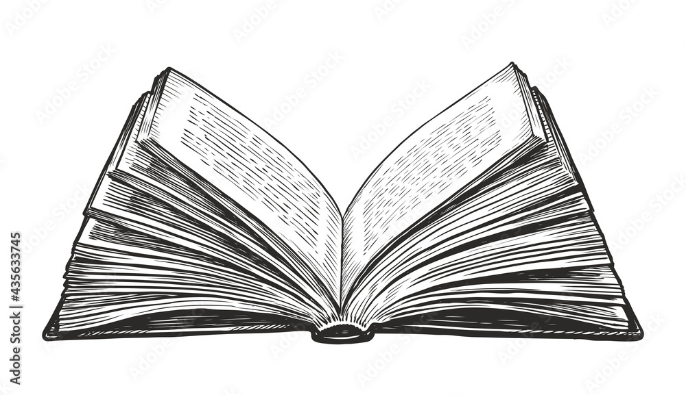 Open Book, Hand-drawing. Vector Illustration. Stock Vector