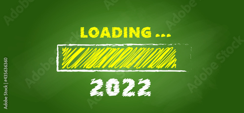 We wish you a Happy new year, 2021 loading bar on schoolboard. Flat vector best Midnight slogan or quote. Christmas and New year greeting card. New Year's at midnight.