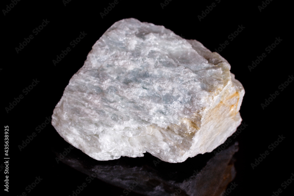 Macro mineral stone Talc on black background Macro mineral stone Talc on black background