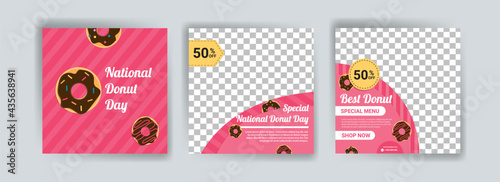 National donut day. The special menu for national donut day. Banner vector for social media ads, web ads, business messages, discount flyers and big sale banners.