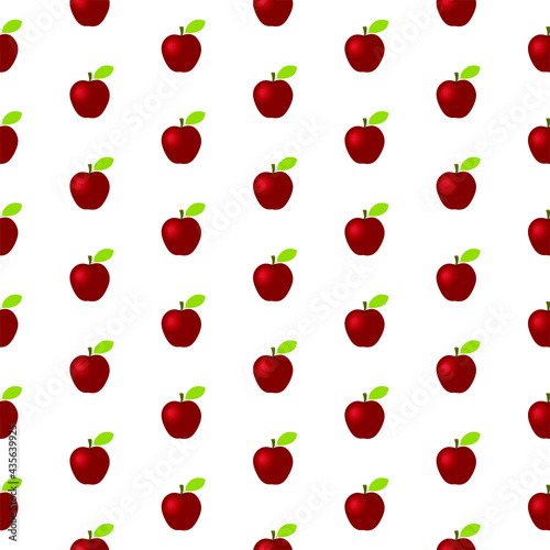 Seamless red apple pattern on white background