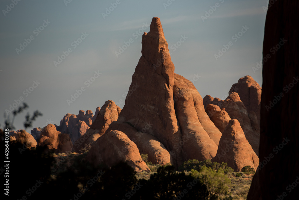 Arches National Park triangular formations at sunset