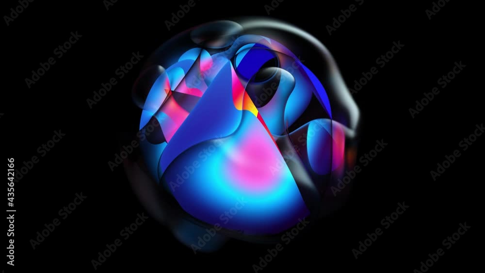3d render of abstract art of surreal 3d ball or sphere in curve wavy ...