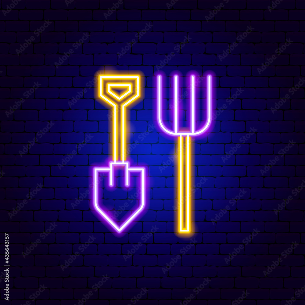 Shovel Pitchfork Neon Sign Shovel Pitchfork Neon Sign