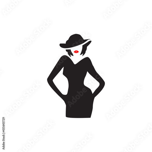 Woman fashion model logo design template