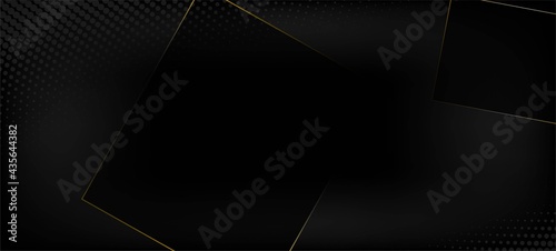 Black Business Paper with Gold Lines. 3D Abstract Polygonal Sparkle