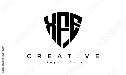 XFE letters creative logo with shield photo