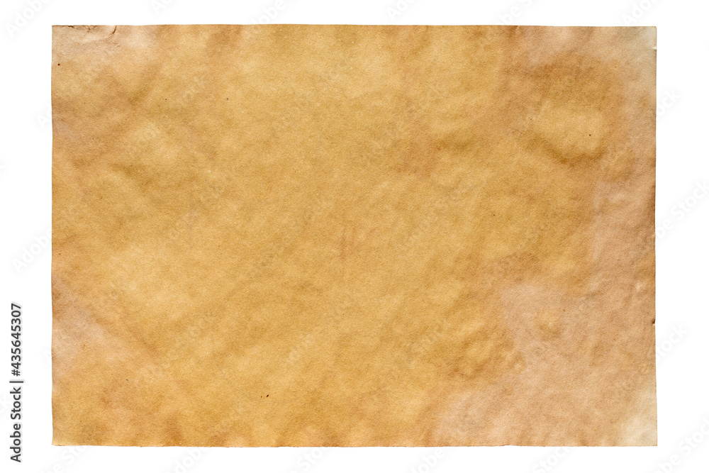 old brown grunge paper isolated on white background