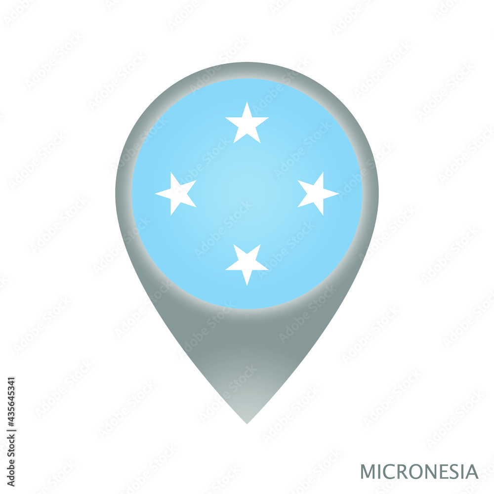 Map pointer with flag of Micronesia. Micronesia pointer map isolated icon. Vector Illustration Map pointer with flag of Micronesia. Micronesia pointer map isolated icon. Vector Illustration
