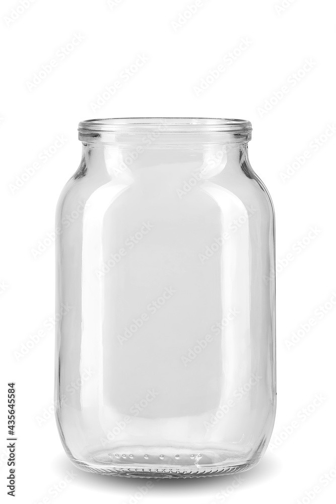 Transparent jar with thread on white background isolate Transparent jar with thread on white background isolate