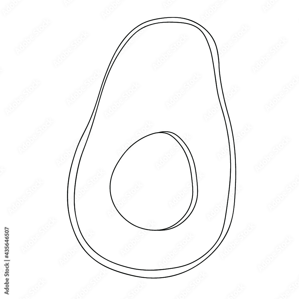 Avocado. Vegetable outline object. Detailed vegetarian food drawing. Farm market product. Great for menu, label, icon Avocado. Vegetable outline object. Detailed vegetarian food drawing. Farm market product. Great for menu, label, icon