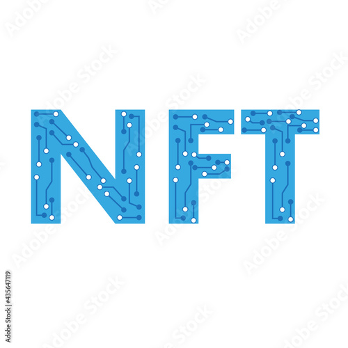 Technology blockchain non fungible token, vector art illustration.