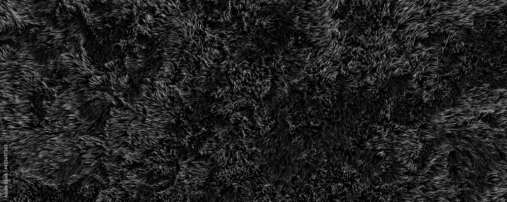 Fototapeta premium Schwarzes Fell, abstrakter 3D Render Hintergrund