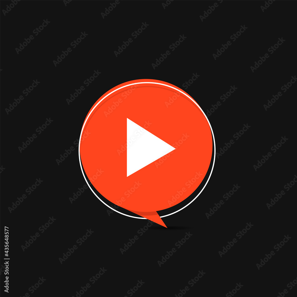 Creative red round play button icon Creative red round play button icon