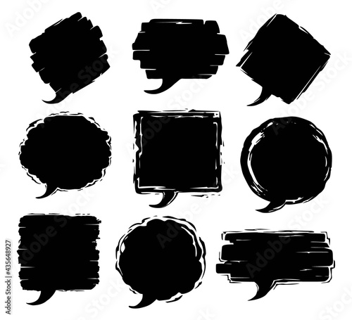 paint brush stroke grungy textured speech text frame box bubbles