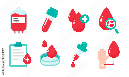 Blood vector that indicates blood type. The concept of a blood test to diagnose a serious disease.