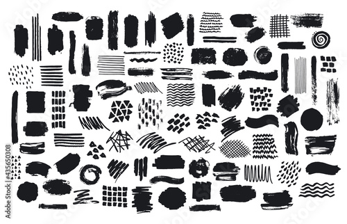 collection of paint brush marker ink stokes textures