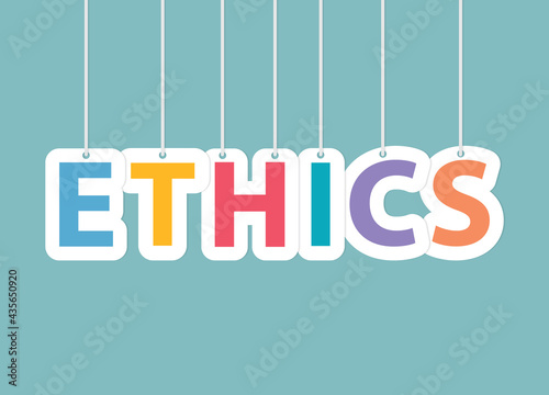 ethics word made with colorful hanging letters- vector illustration