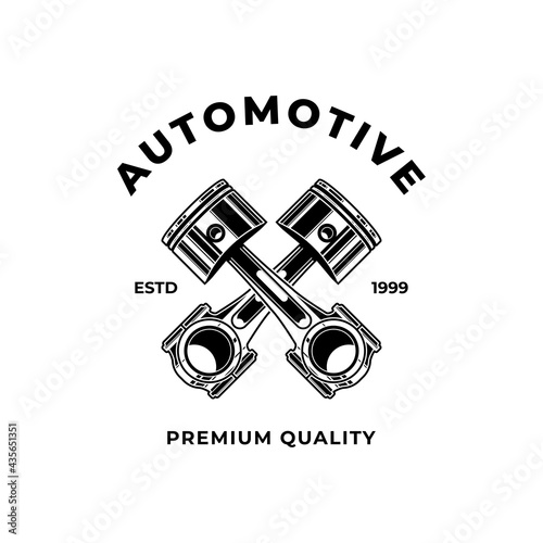 automotive machine piston gear logo design illustration.
