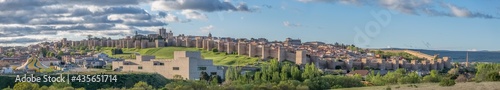 Majestic panoramic view of Ávila city Walls & fortress, full around view at the medieval historic city